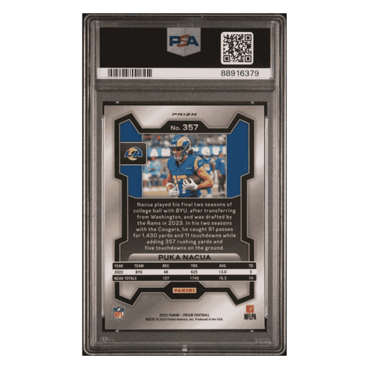 Puka Nacua PSA 10 2023 Panini Prizm Black & White Checker Rookie RC Card #357