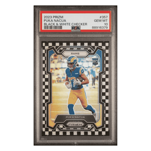 Puka Nacua PSA 10 2023 Panini Prizm Black & White Checker Rookie RC Card #357