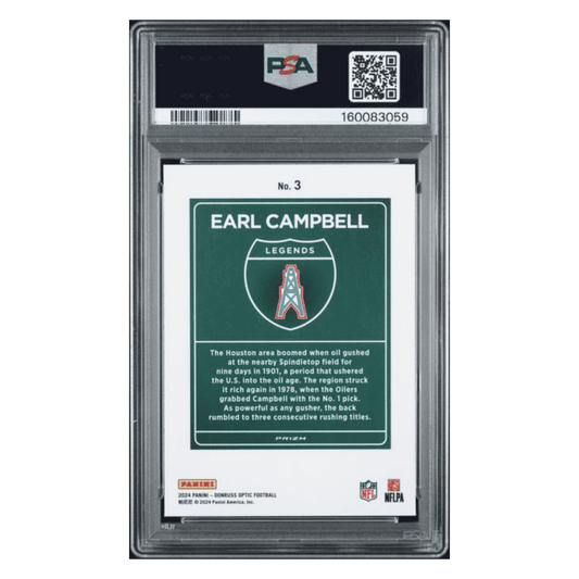 Earl Campbell PSA 9 2024 Panini Donruss Optic Downtown Legends Card #3