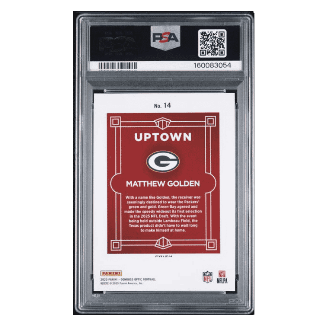 Matthew Golden PSA 8 2025 Panini Donruss Optic Uptown Rookie RC Card #14