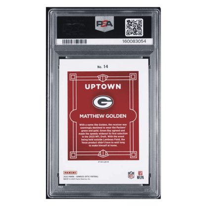 Matthew Golden PSA 8 2025 Panini Donruss Optic Uptown Rookie RC Card #14