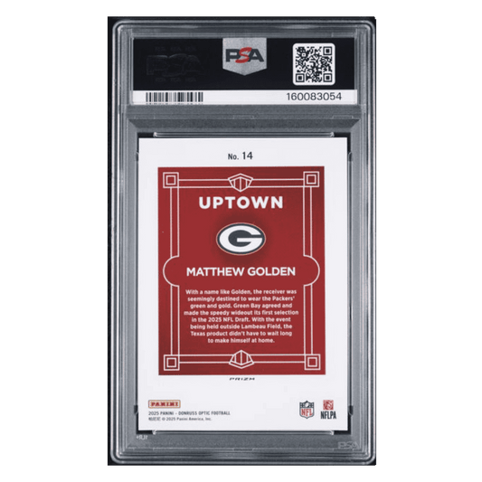 Matthew Golden PSA 8 2025 Panini Donruss Optic Uptown Rookie RC Card #14