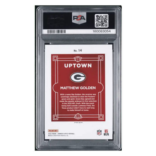 Matthew Golden PSA 8 2025 Panini Donruss Optic Uptown Rookie RC Card #14