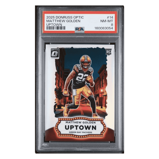 Matthew Golden PSA 8 2025 Panini Donruss Optic Uptown Rookie RC Card #14