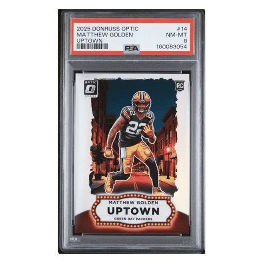Matthew Golden PSA 8 2025 Panini Donruss Optic Uptown Rookie RC Card #14