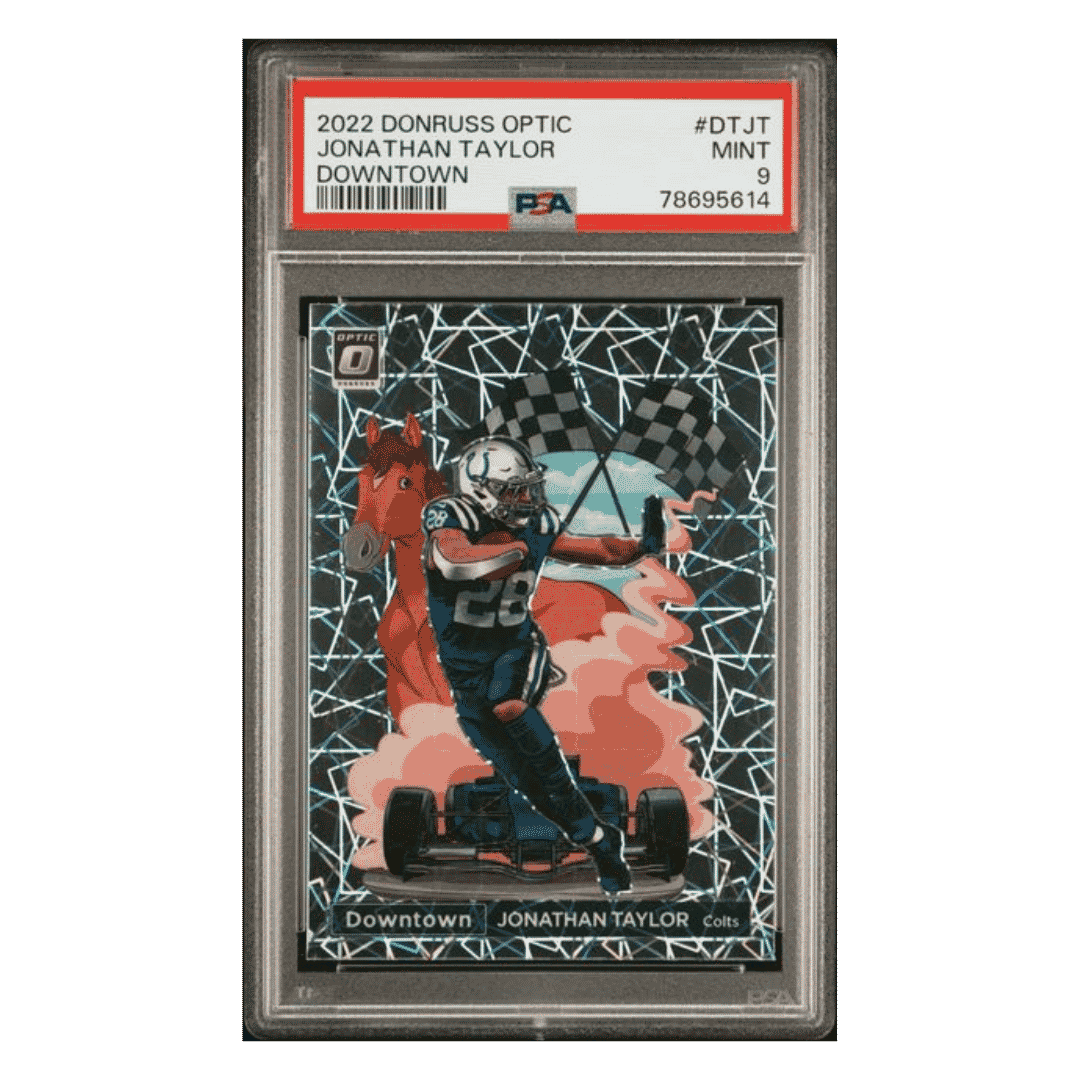 Jonathan Taylor PSA 9 2022 Panini Donruss Optic Downtown Card #DTJT