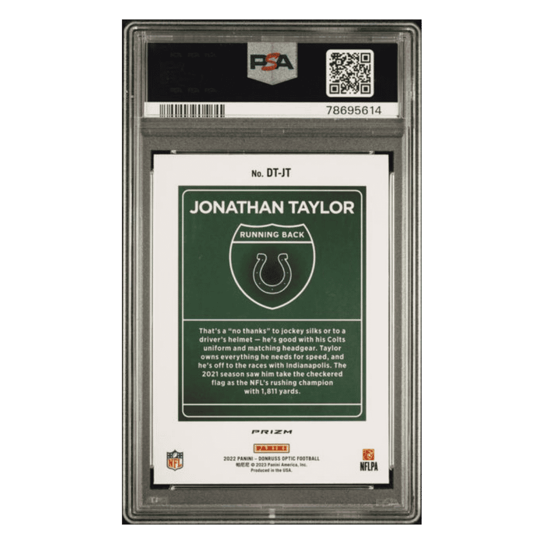 Jonathan Taylor PSA 9 2022 Panini Donruss Optic Downtown Card #DTJT