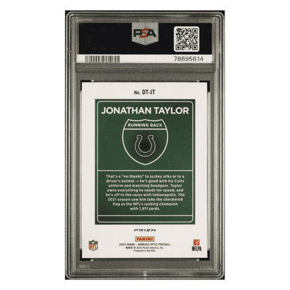 Jonathan Taylor PSA 9 2022 Panini Donruss Optic Downtown Card #DTJT