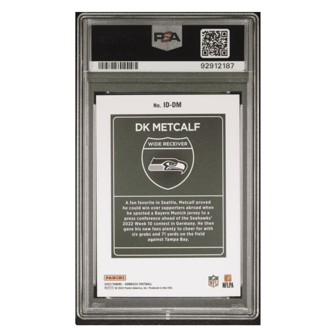 DK Metcalf PSA 10 2023 Panini Donruss International Downtown! Card #IDDM