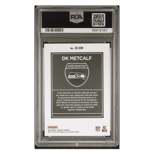 DK Metcalf PSA 10 2023 Panini Donruss International Downtown! Card #IDDM