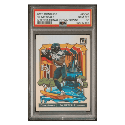 DK Metcalf PSA 10 2023 Panini Donruss International Downtown! Card #IDDM