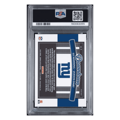 Eli Manning / Jaxson Dart PSA 8 2025 Panini Donruss Optic Downtown Duos Card #1