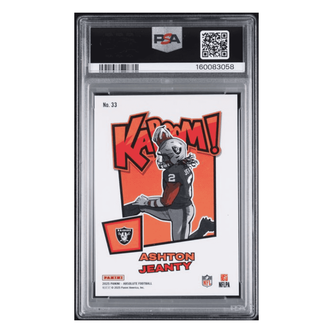 Ashton Jeanty PSA 8 2025 Panini Absolute Kaboom! Horizontal Rookie RC Case Hit Card #33