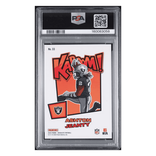 Ashton Jeanty PSA 8 2025 Panini Absolute Kaboom! Horizontal Rookie RC Case Hit Card #33