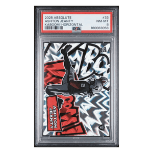 Ashton Jeanty PSA 8 2025 Panini Absolute Kaboom! Horizontal Rookie RC Case Hit Card #33