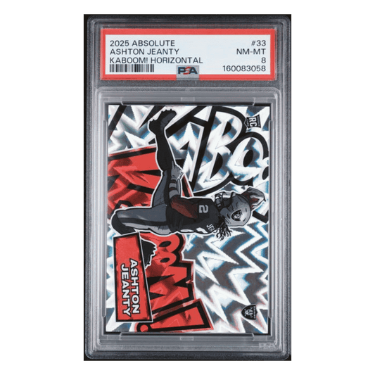 Ashton Jeanty PSA 8 2025 Panini Absolute Kaboom! Horizontal Rookie RC Case Hit Card #33