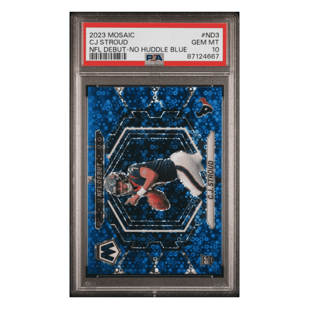 CJ Stroud PSA 10 2023 Panini Mosaic NFL Debut - No Huddle Blue Rookie RC #d/ 75 Card #ND3