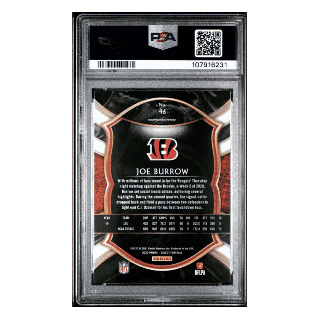 Joe Burrow PSA 10 2020 Panini Select Rookie RC Card #46