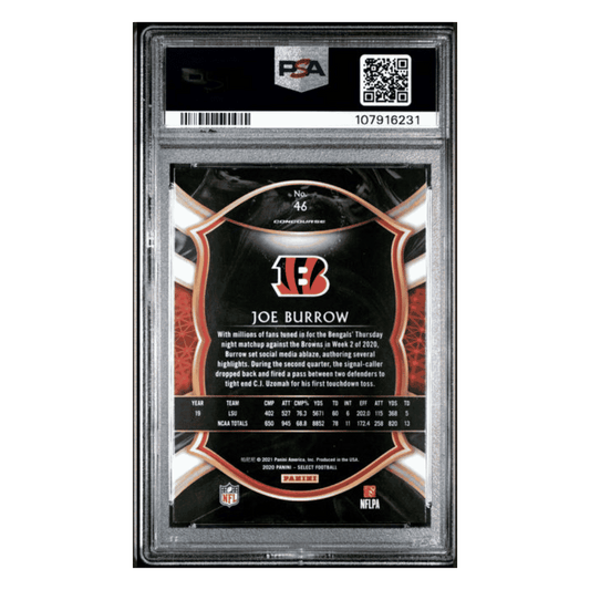 Joe Burrow PSA 10 2020 Panini Select Rookie RC Card #46