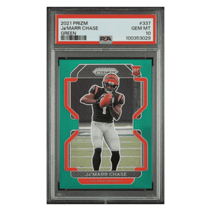 Ja'Marr Chase PSA 10 2021 Panini Prizm Green Rookie RC Card #337
