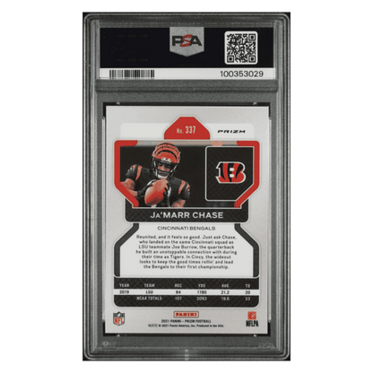 Ja'Marr Chase PSA 10 2021 Panini Prizm Green Rookie RC Card #337