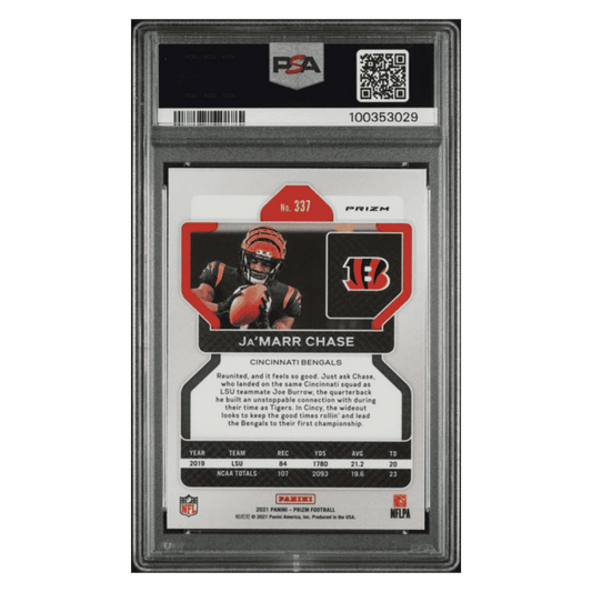 Ja'Marr Chase PSA 10 2021 Panini Prizm Green Rookie RC Card #337