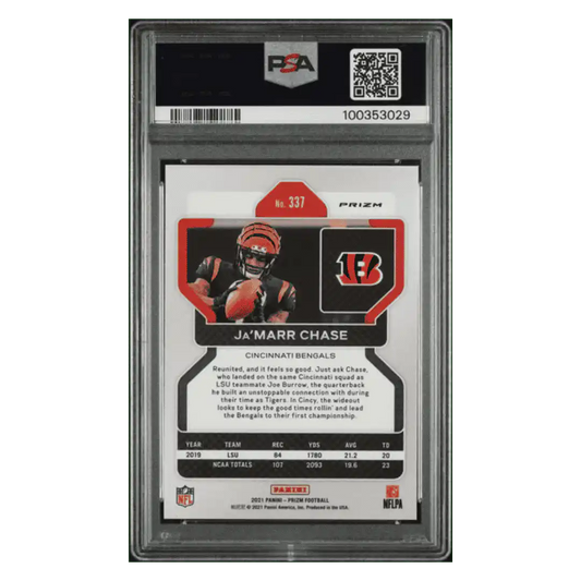 Ja'Marr Chase PSA 10 2021 Panini Prizm Green Rookie RC Card #337