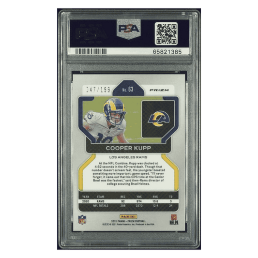 Cooper Kupp PSA 10 2021 Panini Prizm Blue Wave #d/ 199 Card #63