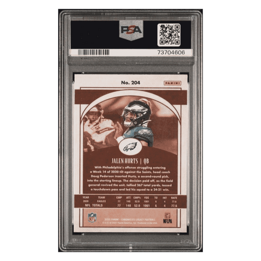 Jalen Hurts PSA 10 2020 Panini Chronicles Legacy Rookie RC Card #204