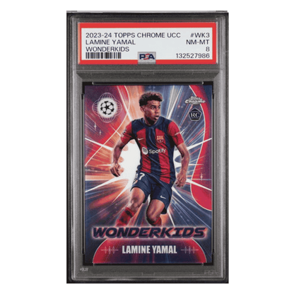 Lamine Yamal PSA 8 2023-24 Topps Chrome UEFA Club Competitions Wonderkids Rookie RC Card #WK3