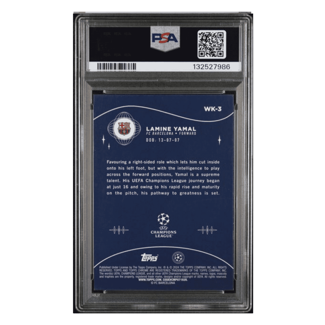 Lamine Yamal PSA 8 2023-24 Topps Chrome UEFA Club Competitions Wonderkids Rookie RC Card #WK3