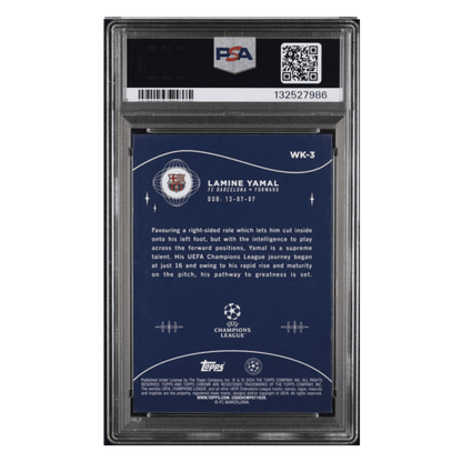 Lamine Yamal PSA 8 2023-24 Topps Chrome UEFA Club Competitions Wonderkids Rookie RC Card #WK3