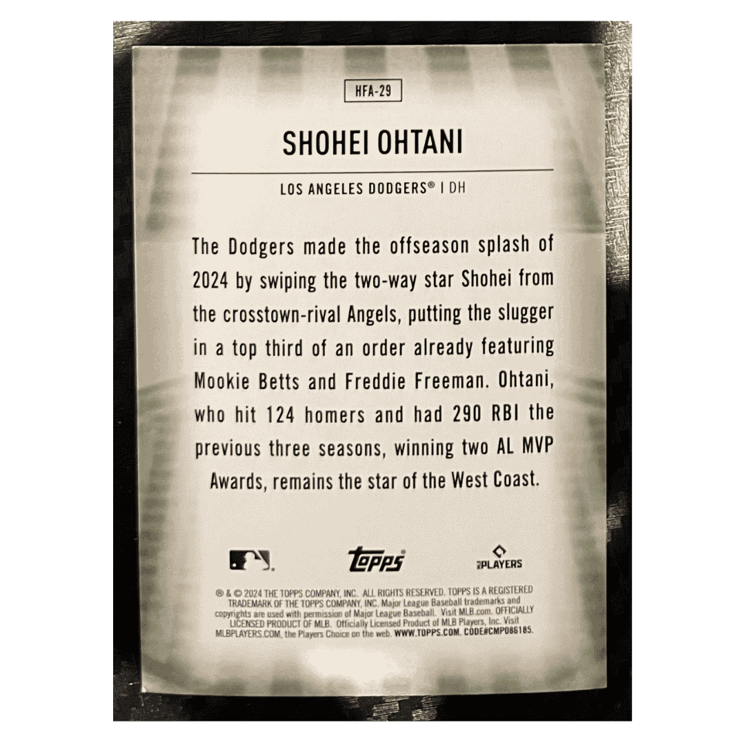 Shohei Ohtani 2024 Topps Update Series Home Field Advantage Case Hit Card #HFA-29