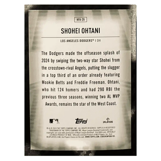 Shohei Ohtani 2024 Topps Update Series Home Field Advantage Case Hit Card #HFA-29