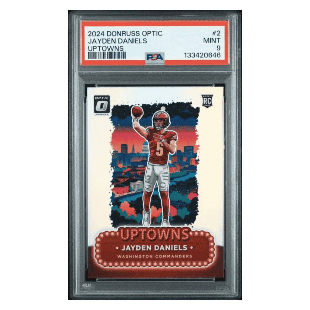 Jayden Daniels PSA 9 2024 Panini Donruss Optic Uptowns Rookie RC Card #2