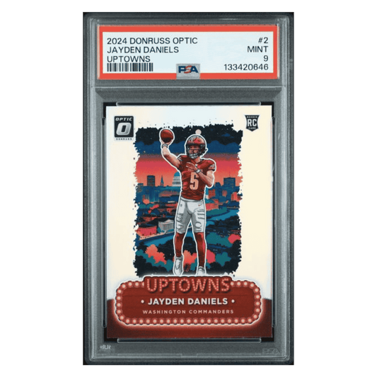 Jayden Daniels PSA 9 2024 Panini Donruss Optic Uptowns Rookie RC Card #2