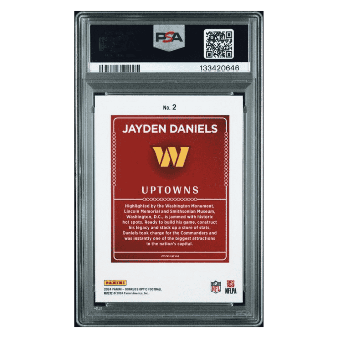 Jayden Daniels PSA 9 2024 Panini Donruss Optic Uptowns Rookie RC Card #2