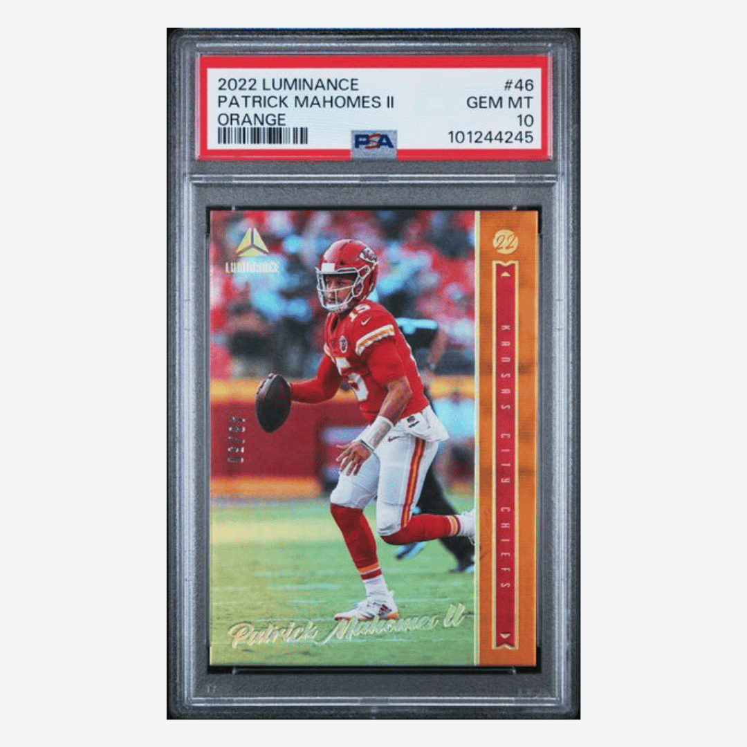 Patrick Mahomes PSA 10 2022 Panini Luminance Orange #d/ 50 Card #46