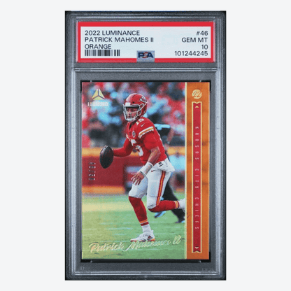 Patrick Mahomes PSA 10 2022 Panini Luminance Orange #d/ 50 Card #46
