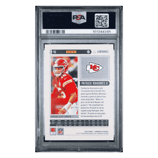 Patrick Mahomes PSA 10 2022 Panini Luminance Orange #d/ 50 Card #46