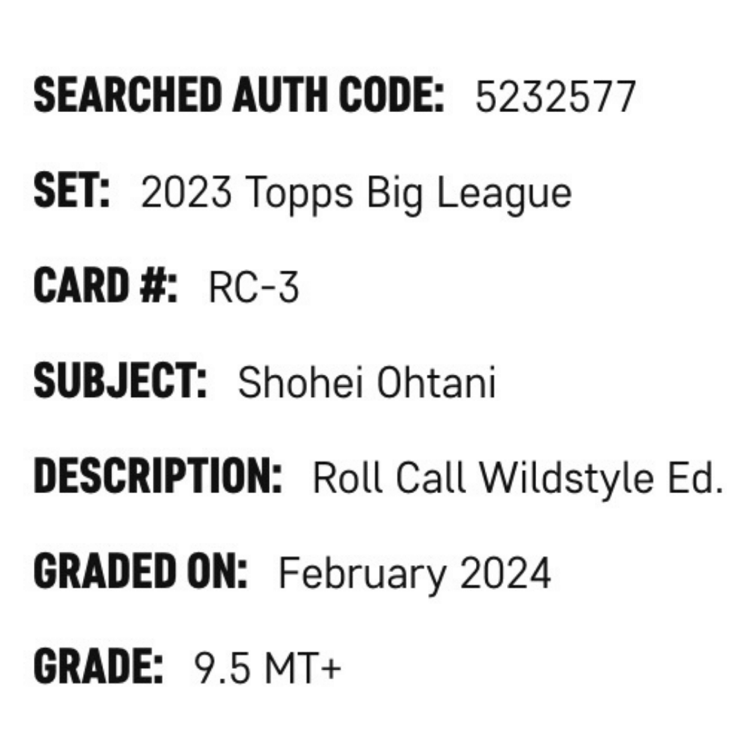 Shohei Ohtani SGC 9.5 2023 Topps Big League Roll Call Wildstyle Edition Card #RC-3
