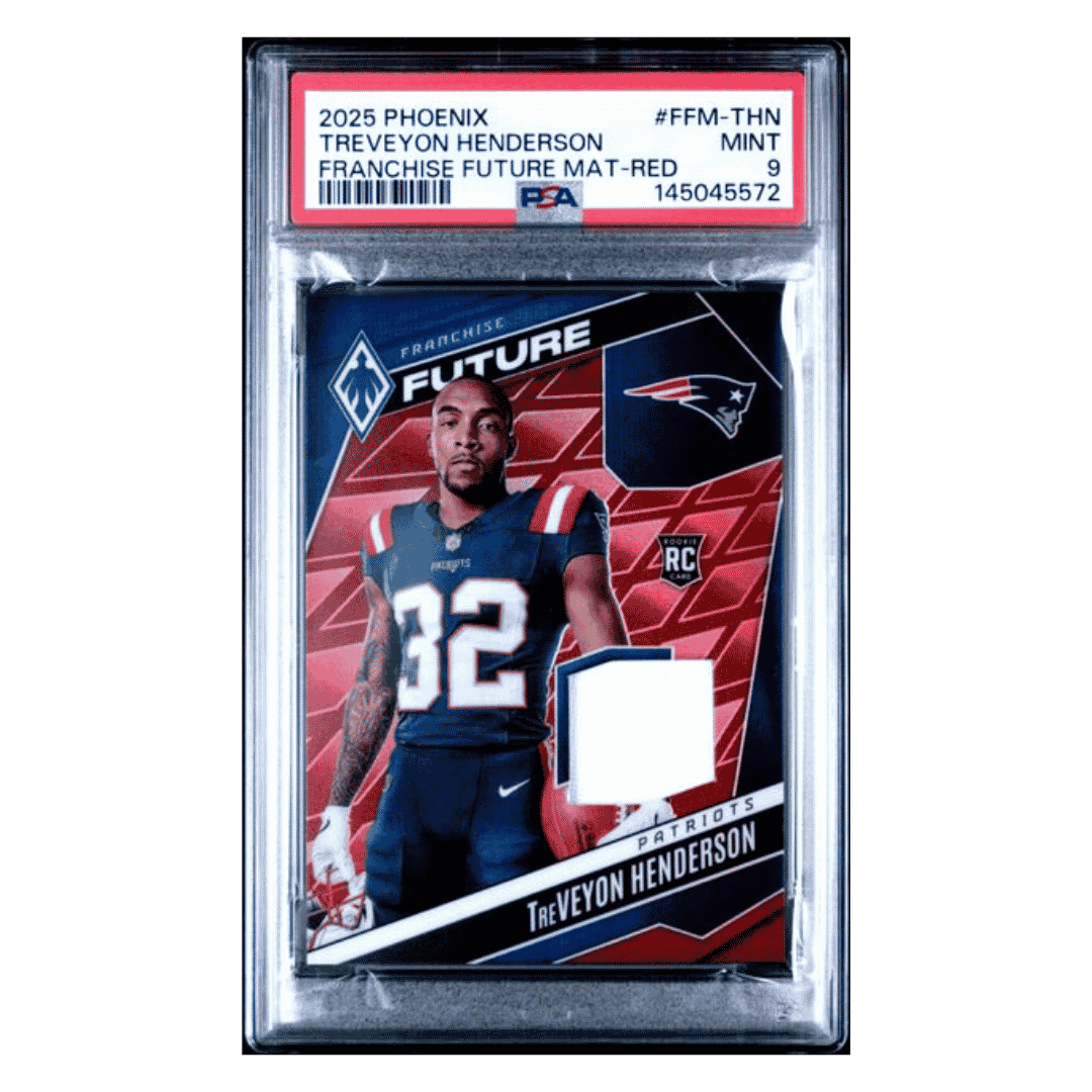 Treveyon Henderson PSA 9 2025 Panini Phoenix Franchise Future Material Red Rookie RC #d/ 249 Card #FFM-THN