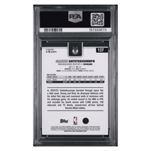 Giannis Antetokounmpo PSA 8 2025 Topps Chrome Aqua Refractor #d/ 199 Card #137