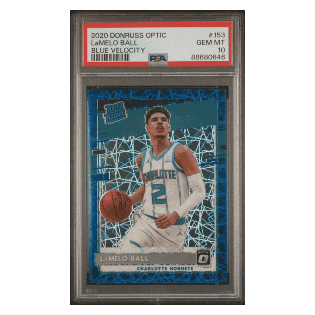 LaMelo Ball PSA 10 2020 Panini Donruss Optic Blue Velocity Rated Rookie Card #153