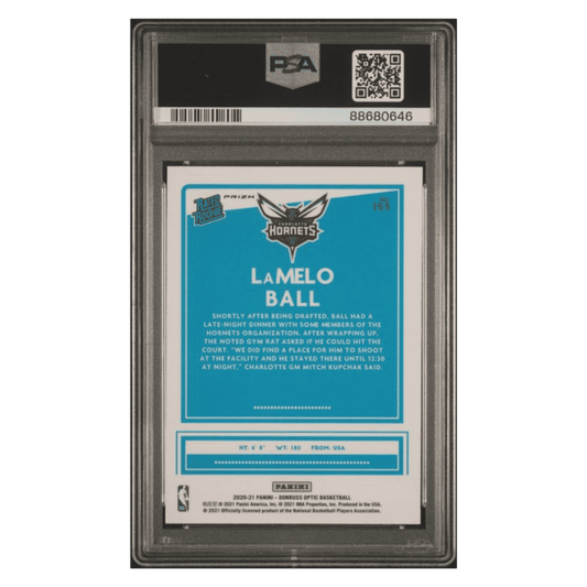 LaMelo Ball PSA 10 2020 Panini Donruss Optic Blue Velocity Rated Rookie Card #153