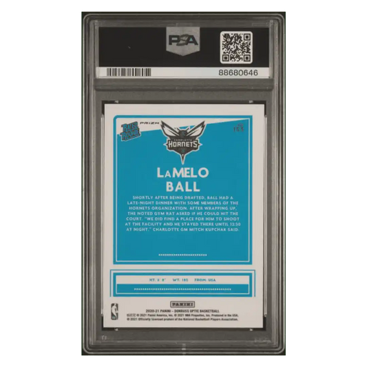 LaMelo Ball PSA 10 2020 Panini Donruss Optic Blue Velocity Rated Rookie Card #153