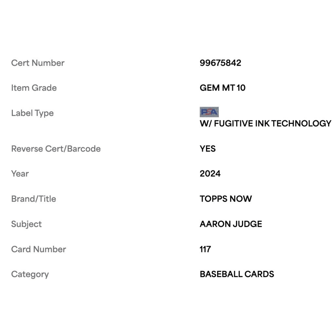 Aaron Judge PSA 10 2024 Topps Now Card #117
