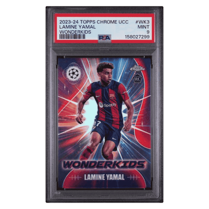 Lamine Yamal PSA 9 2023-24 Topps Chrome UEFA Club Competitions Wonderkids Rookie RC Card #WK3