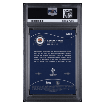 Lamine Yamal PSA 9 2023-24 Topps Chrome UEFA Club Competitions Wonderkids Rookie RC Card #WK3