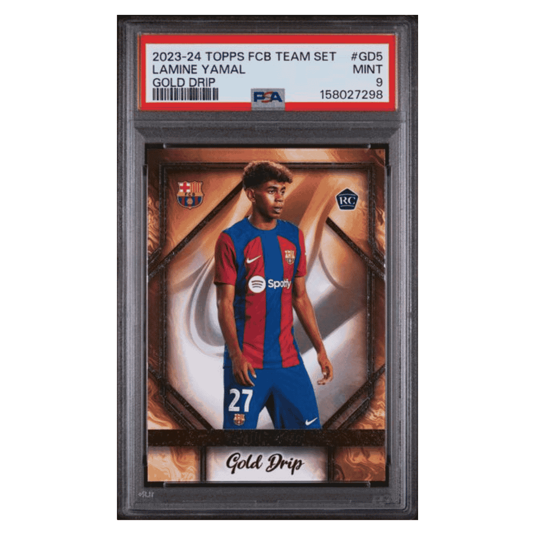 Lamine Yamal PSA 9 2023-24 Topps FC Barcelona Team Set Gold Drip Rookie RC Card #GD5
